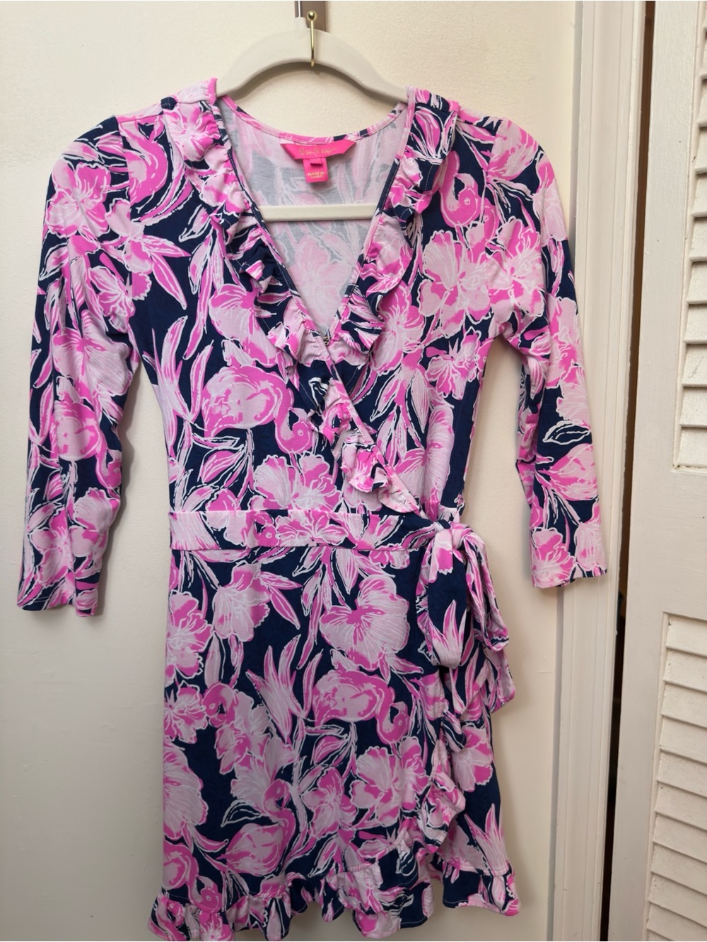 Lilly Pulitzer Jessalynne Romper Inky Navy Flamingle | Size XS - Like New